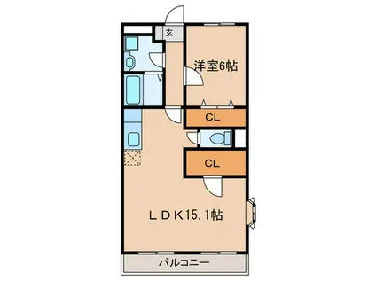 メゾンロイヤルコート(1LDK/2階)の間取り写真
