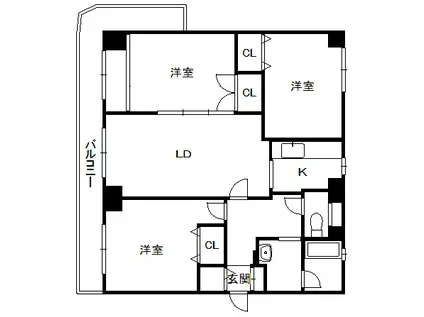 三雄マンション(3LDK/7階)の間取り写真