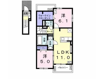 ベル ハーモニー I(2LDK/2階)の間取り写真