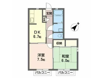 ハイム 穴師の里(2DK/1階)の間取り写真