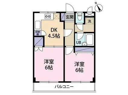 ワコーレエレガンス春日部第1(2DK/2階)の間取り写真