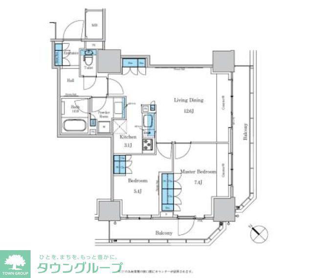 パークアクシス滝野川ラ ブリーズ(2LDK/2階)の間取り写真