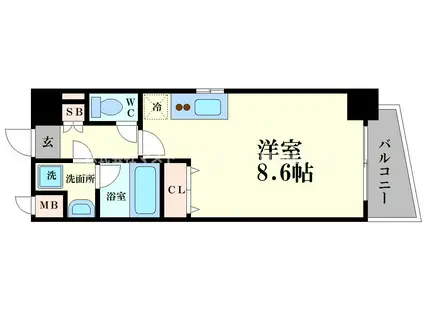 S-RESIDENCE福島LUXE(ワンルーム/14階)の間取り写真