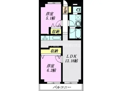 リベラルシティーハイツ(2LDK/3階)の間取り写真