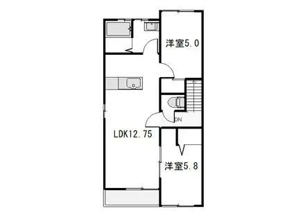 SMARTLIFEイオンB棟(2LDK/2階)の間取り写真