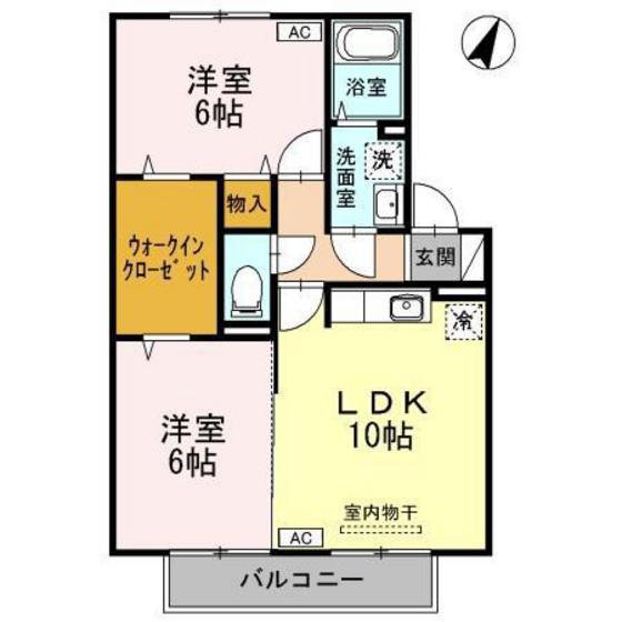 ウェライ2008SA(2LDK/2階)の間取り写真