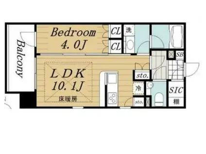 クレヴィア森下駅前(1LDK/4階)の間取り写真