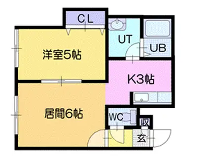 カーサ・ロッソ(1LDK/2階)の間取り写真