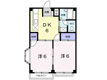ニューエルディムK(2DK/2階)の間取り写真