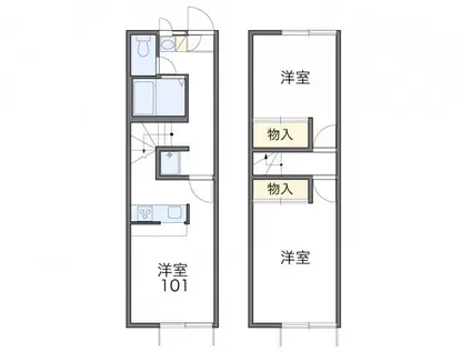 レオパレスロワール三条B(2DK/1階)の間取り写真