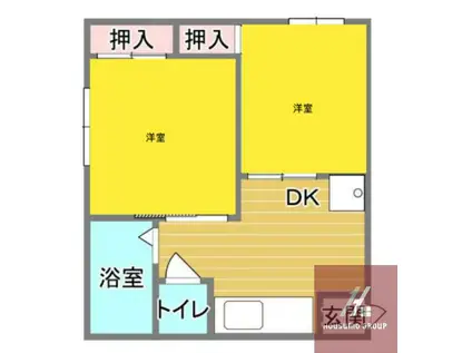 グローバルハイム三先(2K/2階)の間取り写真