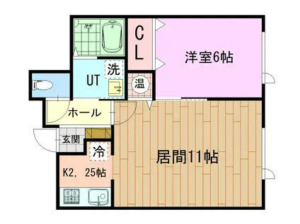 クラベール士別駅前(1LDK/2階)の間取り写真