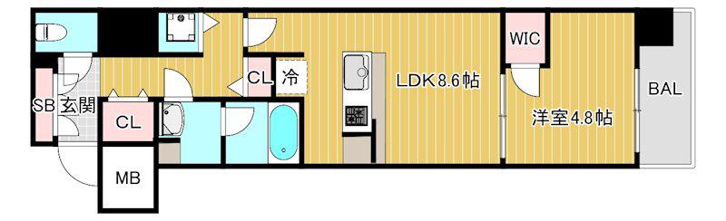 アーバネックス同心II(1LDK/11階)の間取り写真