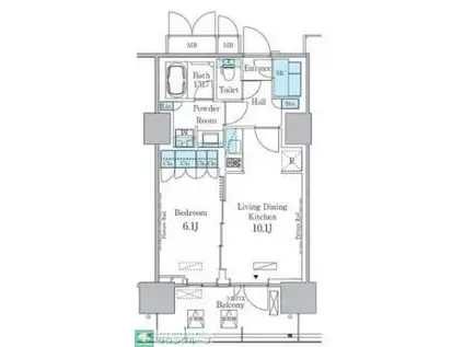 HARUMI FLAG PORT VILLAGE C棟(1LDK/3階)の間取り写真