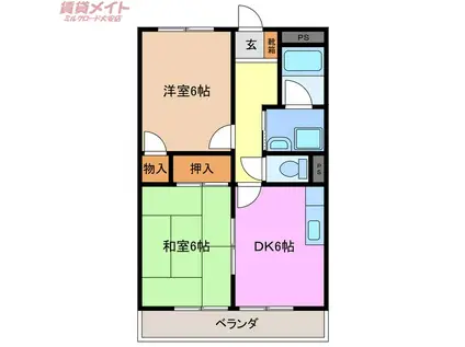 SURPLUS ベルーガA(2DK/1階)の間取り写真