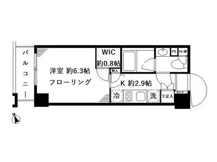 パークリュクス門前仲町MONO(1K/2階)の間取り写真