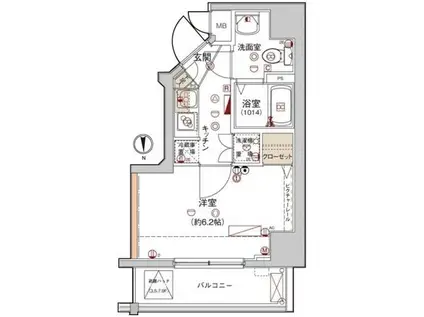 ハーモニーレジデンス木場ステーションフロント(1K/4階)の間取り写真