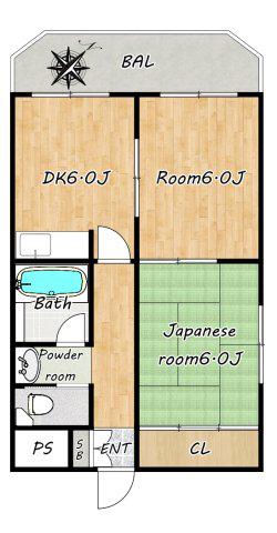 松下都島マンション(2DK/2階)の間取り写真