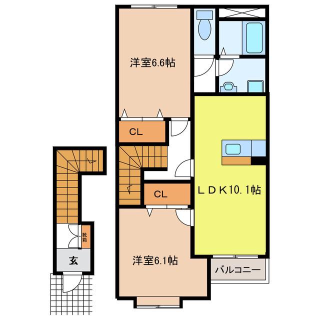 サンシャイン19A(2LDK/2階)の間取り写真