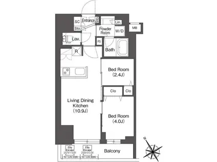 BLUROCK後楽園(2LDK/7階)の間取り写真