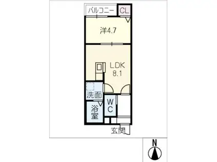 アンリシール(1LDK/1階)の間取り写真