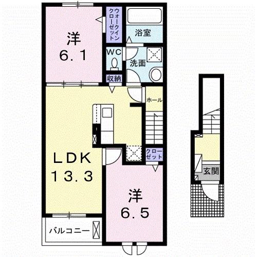 ドリームコート御代田B(2LDK/2階)の間取り写真