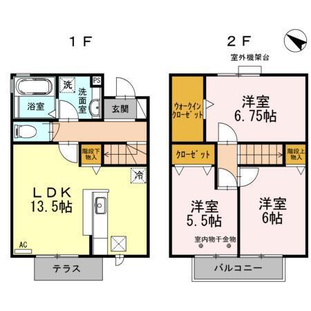 パルティールII(3LDK/1階)の間取り写真