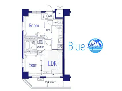 フロール横浜三ツ沢 3番館(2LDK/1階)の間取り写真