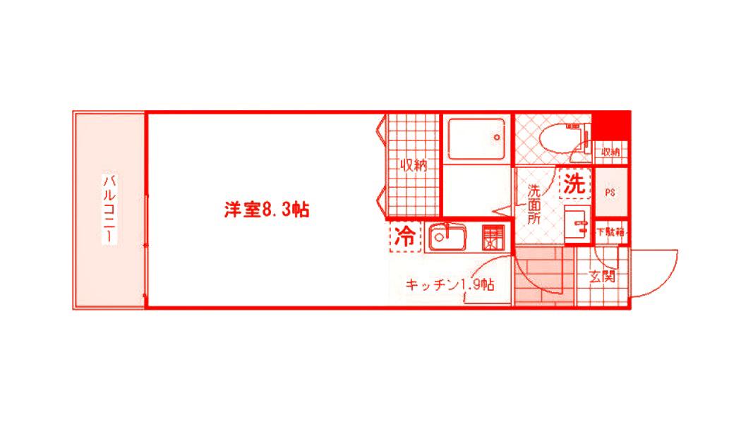 AYマンション(1K/3階)の間取り写真