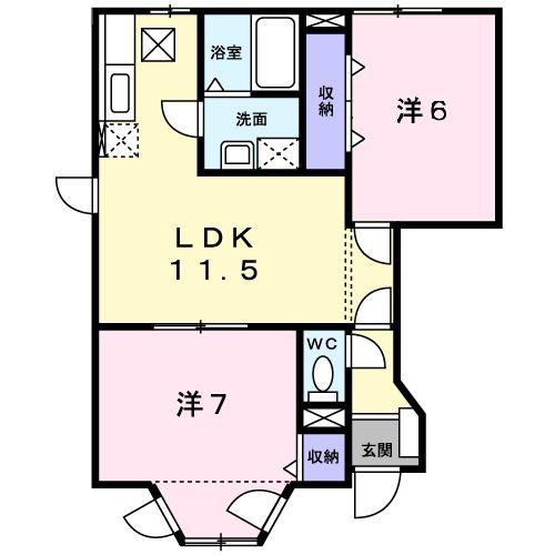 バンガード(2LDK/1階)の間取り写真