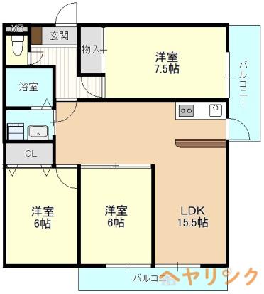ハイツユーリー(3LDK/3階)の間取り写真