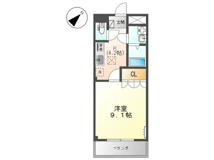 アルカディア明日香(1K/1階)の間取り写真