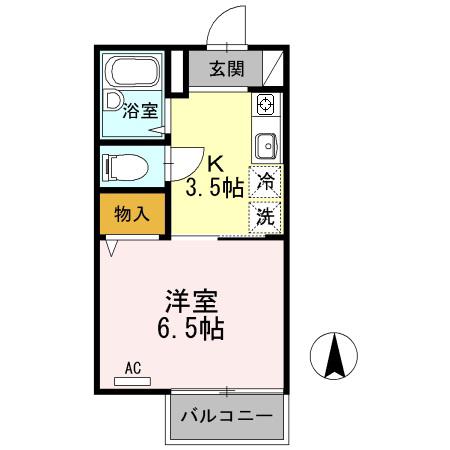 STEP夙川(1K/2階)の間取り写真