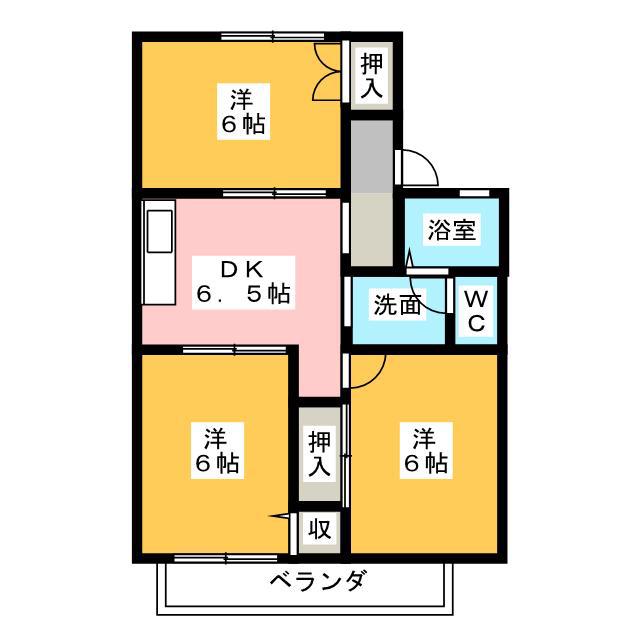 アーバンステージ市川A(3DK/1階)の間取り写真