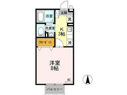 コーポラス羽屋A(1K/1階)の間取り写真