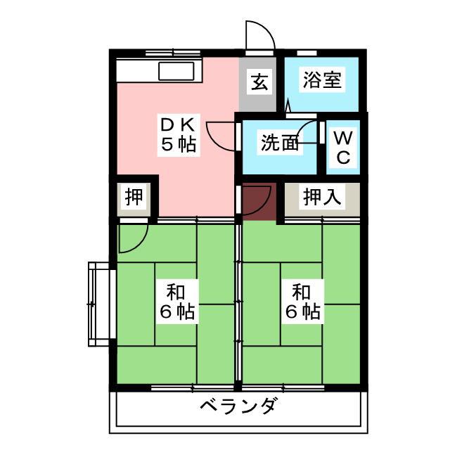 ハイツ木村(2DK/1階)の間取り写真