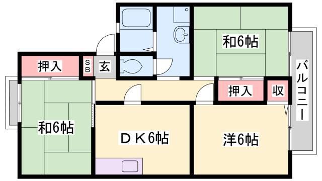 ファミールタカセ(3DK/2階)の間取り写真