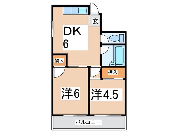桜川青風ハイツ(2DK/3階)の間取り写真