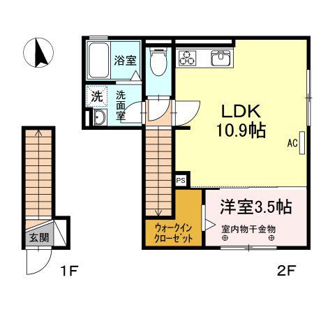 YEBISU II(1LDK/2階)の間取り写真