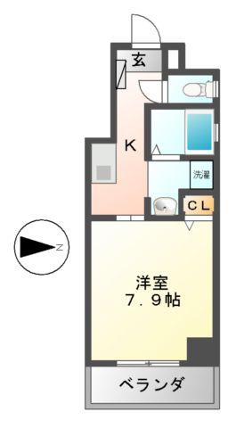 アーバンフラッツ伏見(1K/3階)の間取り写真