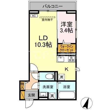 D-SOLACE祐光 A(1LDK/2階)の間取り写真