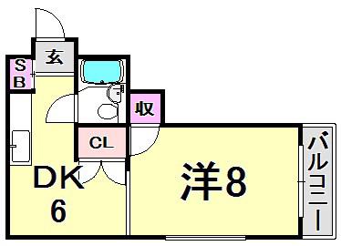 ウィルトアロード(1DK/2階)の間取り写真