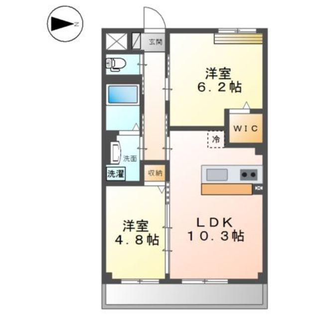 エルヴィータ大山崎(2LDK/2階)の間取り写真