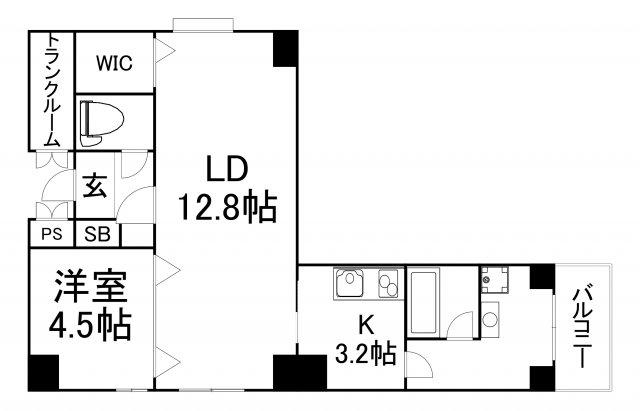 アンビション安堂寺(1LDK/8階)の間取り写真