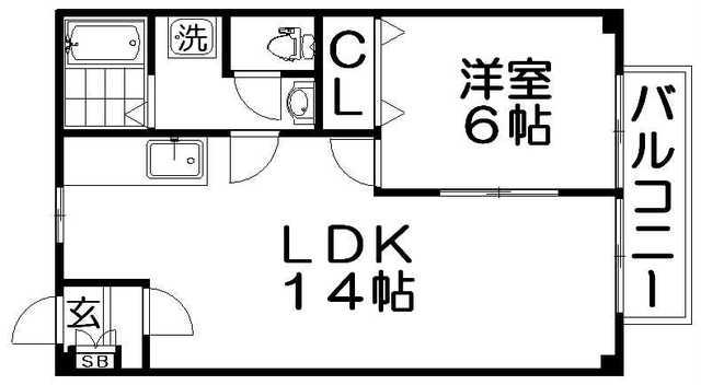 シャルマンコーポ走谷(1LDK/2階)の間取り写真