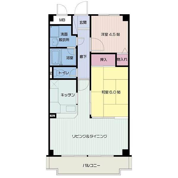 ボンヌ愛(2LDK/2階)の間取り写真