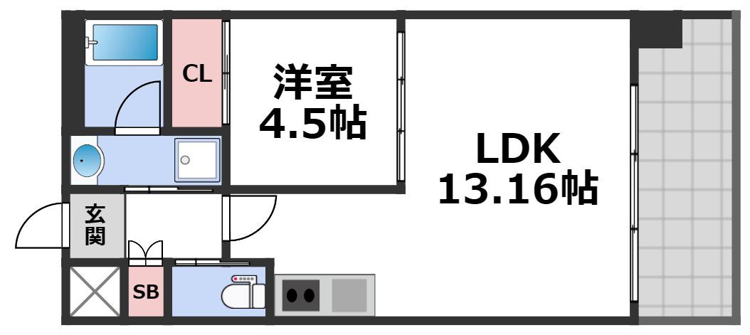 プレジオ森之宮(1LDK/6階)の間取り写真