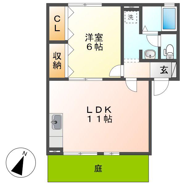 エスポワール(1LDK/1階)の間取り写真