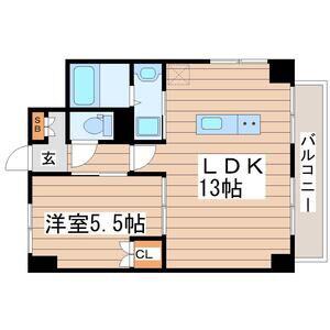 LUANA・AIR・RESIDENCE長町(1LDK/8階)の間取り写真