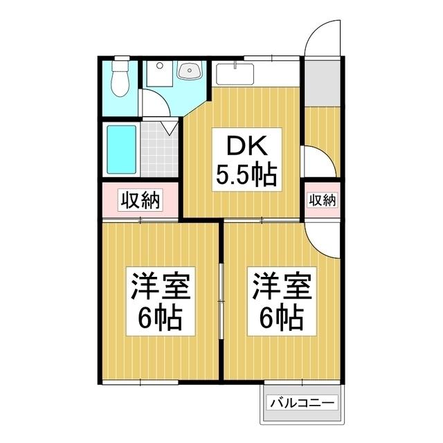 フォーブル横澤(2DK/2階)の間取り写真